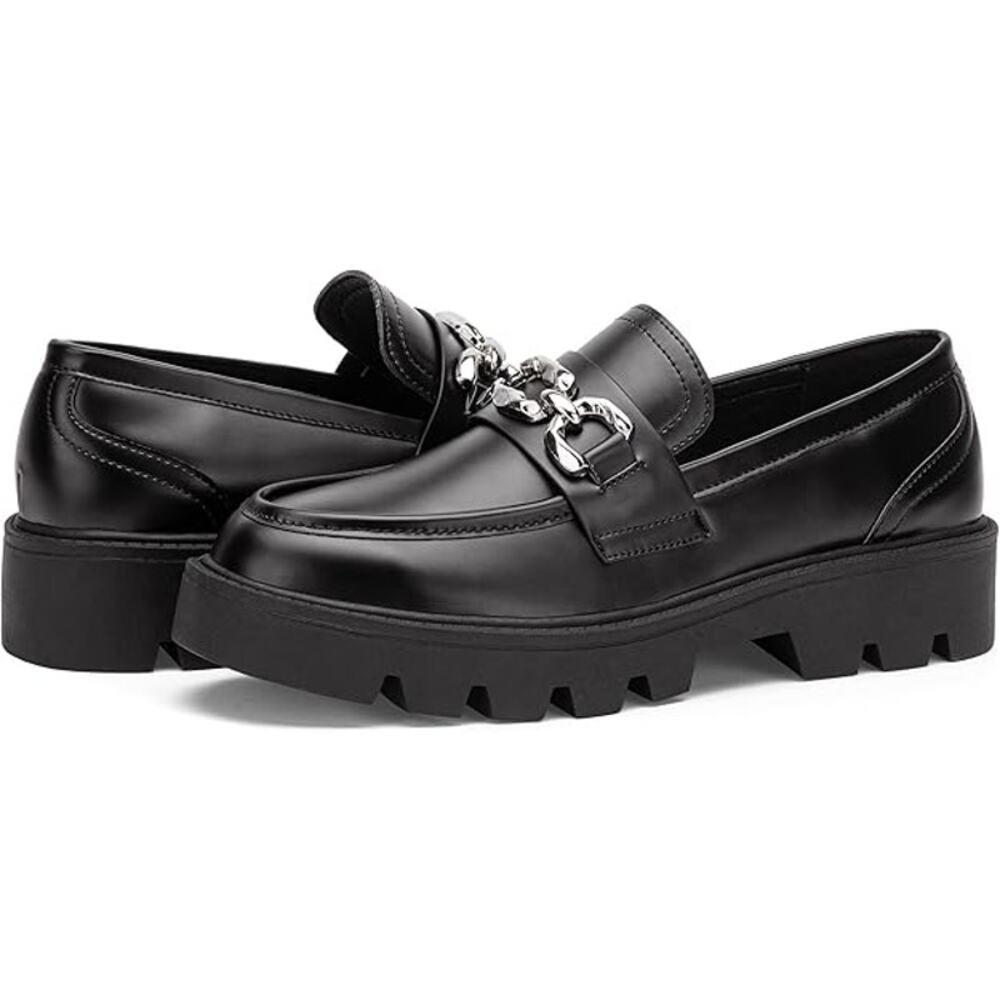 NWT Vepose Women's Platform Loafers,Black Round Toe Slip On,w Arch Support-8.5